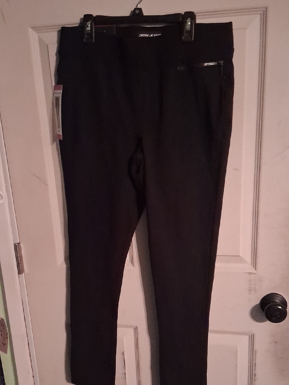DKNY Black Ponte Slim Trousers with Zip Detail